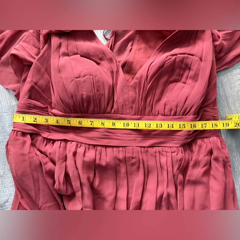 Azazie Dusty Rose V-Neck Chiffon Wedding Dress - Picture 10 of 10
